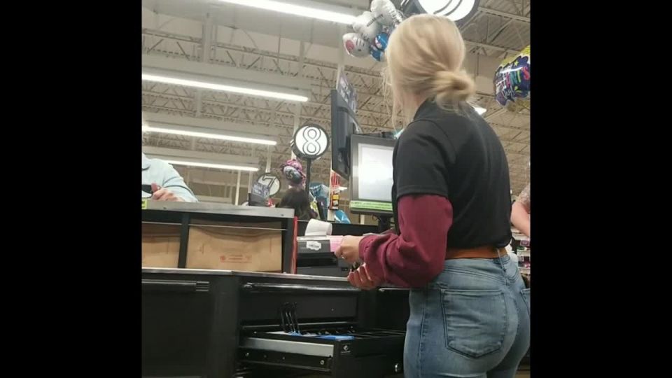 Fine ass of blonde  salesclerk