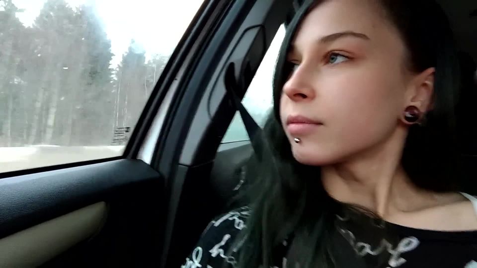Highway Head - - Horny Cocksucker gives Blowjob in Car while Driving Fisting!