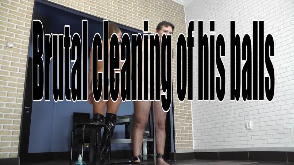 online video 41 Cruel-Ballbustings - Brutal Cleaning Of The Balls - leather - bdsm porn femdom predicament bondage