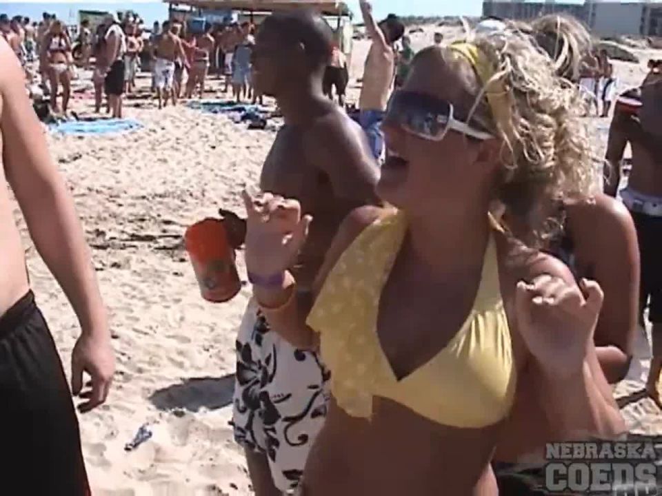 Spring break beer party on the beach of South Padre Island, Texas SmallTits