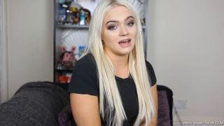 CUTE BLONDE TEASES YOU WITH HER NAUGHTY CUNT WHILE YOU STROKE YOUR COCK.