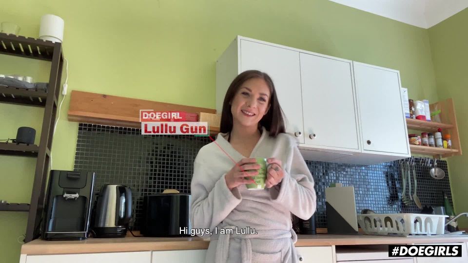 Lullu Gun - Hot babe serves up an intense kitchen fuck - Doe Girls