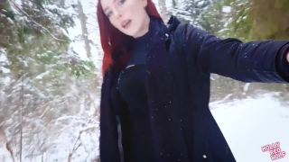 Fucked a naked bitch in the winter forest