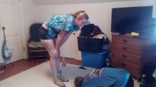 adult clip 32 femdom city femdom porn | Amateur Mistress keeps kicking her kneeling boyfriend while wearing her thick and rough boots. | fetish