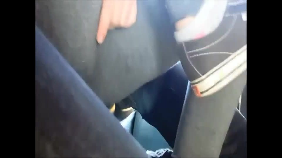 Hot girl rubs her pussy during a bus  ride