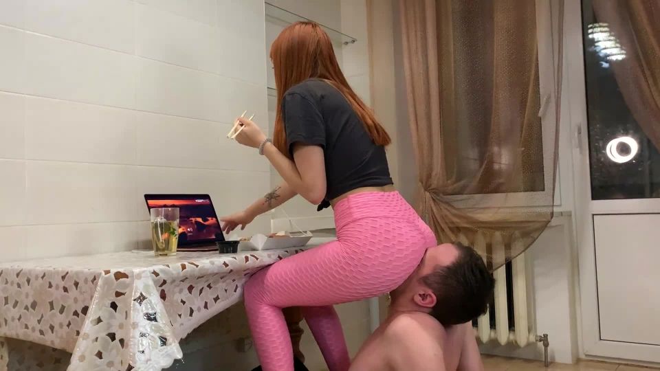 xxx video clip 12 Petite Princess FemDom - Kira Has Dinner In The Kitchen Using Her Boyfriend As Human-Furniture An... on femdom porn long hair fetish porn