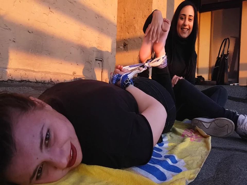 Tickle feet – Tickle Nail – Hogtied on the rooftop,  on feet porn 