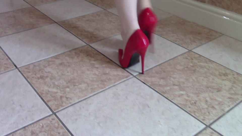 video 48 my foot fetish Shiny Shoejobs presents RED FUCK ME PUMP SHOEJOB, foot on handjob porn