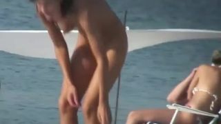 Thin girl spied on the beach