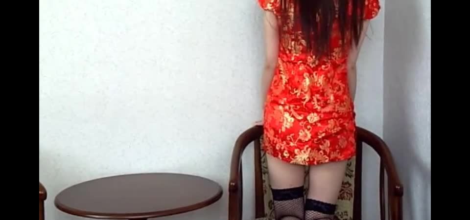 online video 30 milf feet fetish M028 - Caned Over Cheongsam - Kneeling Spanking, spanking on asian girl porn