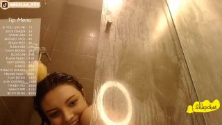Cute latina teen fucks dildo in the shower!?