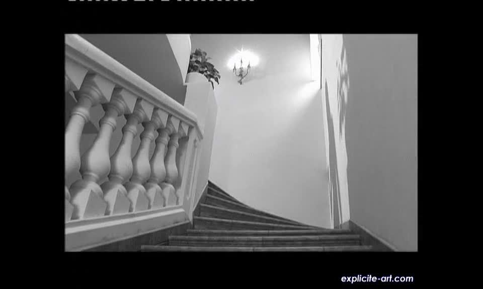 Exquisite Czech blond teen strips on the stairs