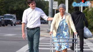 Horny Grandma Public Sex, Granny Squirts After Massive Orgasm From Help