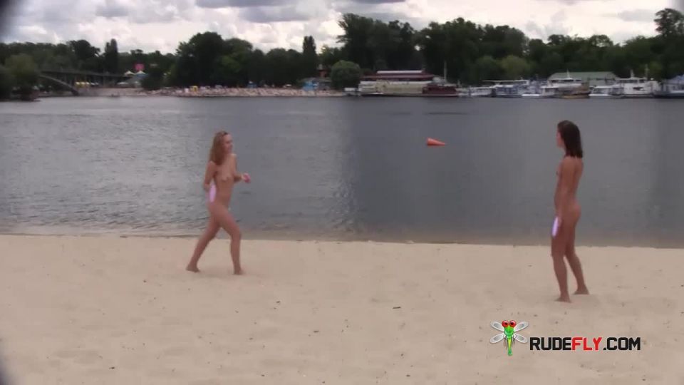 Beach spread on a nude beach of a  girl