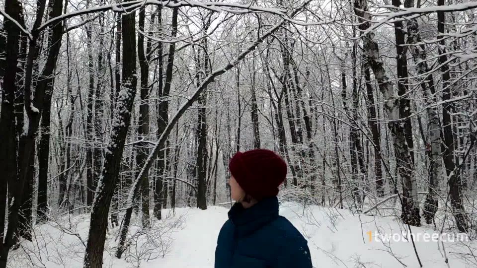 Chaturbate - 1twothreecum - Walk in Snowy Forest Turned into Choking on Hot Cum  on amateur porn amateur swinger wife