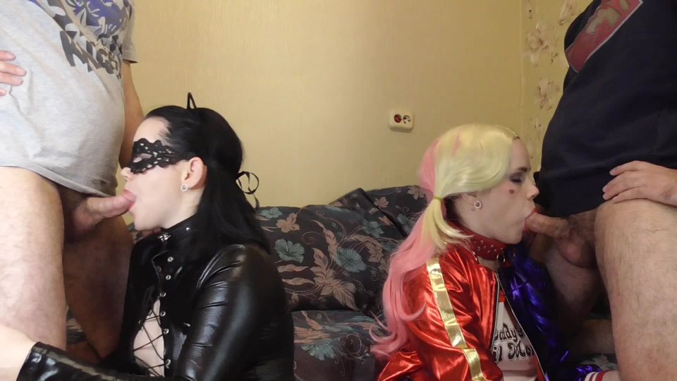 Oral Orgy Catwoman vs Harley Quinn cosplay AnnaManyVids