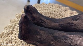 Black Stockings Footjob And Huge Load On Soles