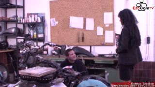 Hot Black Haired Milf Gets Fucked In A Car Workshop During The German R.