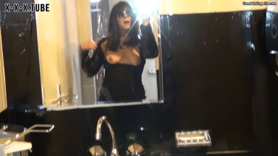  Hot Wives  gangbangwife  cum swallowers, hot wives, public blowjob, public toilet, strangers sucking off strangers at the men s room Manyvids