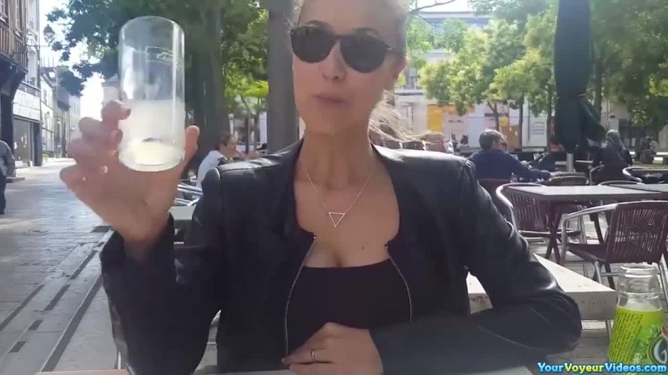 French slut flashing in public