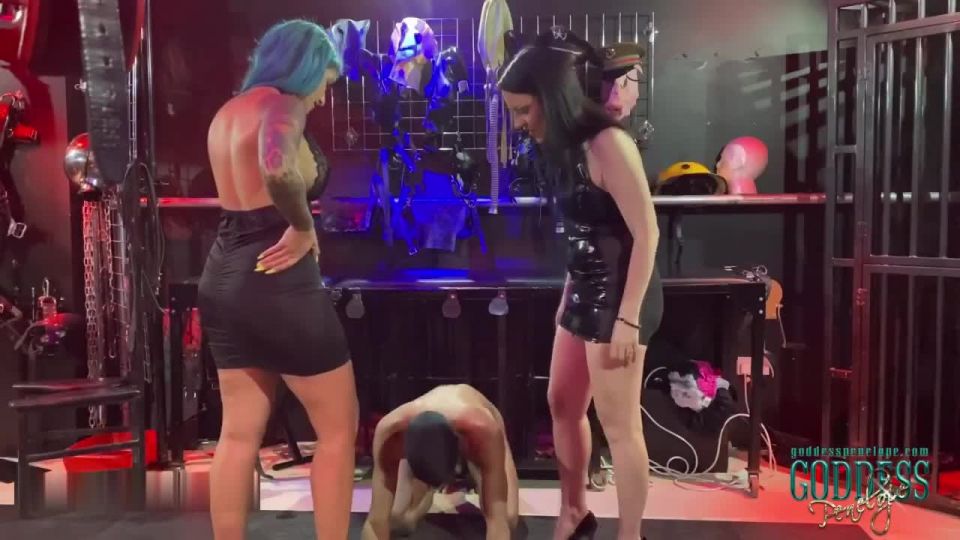 video 32 Goddess Penelope — Two DOMMES One Sub Rug | trampling | high heels porn vacuuming fetish