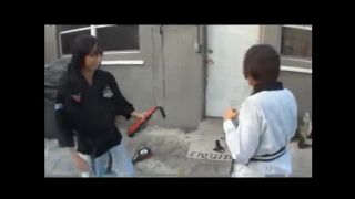 Angel and kitty karate footjob! - (Feet porn)