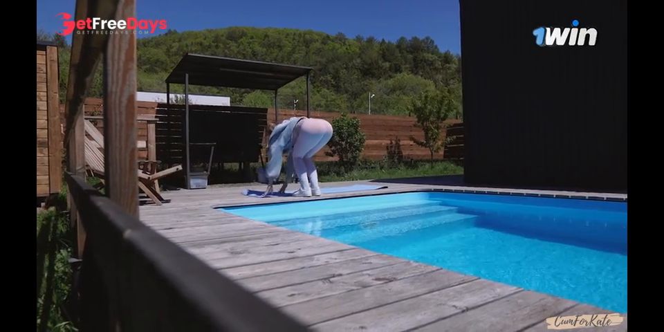 A neighbor spies on morning yoga by the pool and joins me