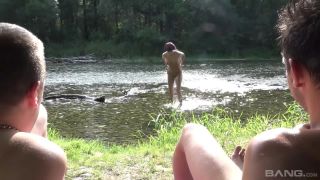 Samy Saint Gets Cuffed Between Two Guys By The River Milf!