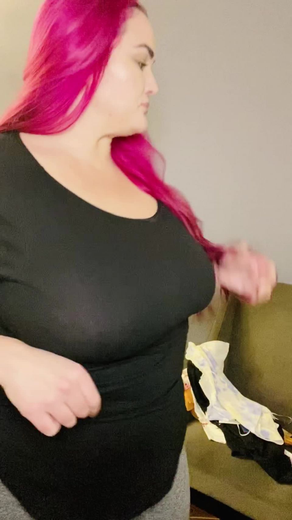 Athena Blaze – Annoyed Trying on Shirts & Bouncing - Role play