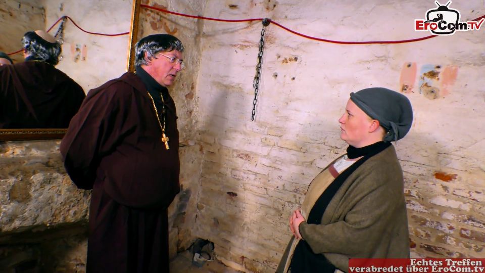 New Friar Welcomed In Church With A Hot Fuck With A Cleaning Lady.