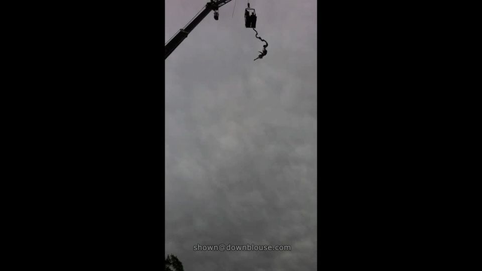 Bra malfunction during Bungee Jumping voyeur 