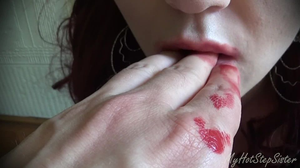  Cum to Mouth - LIPSTICK AND CUM - Step Brother gives A Mouthful of Sperm to his Sexy Lover, handjob on handjob porn