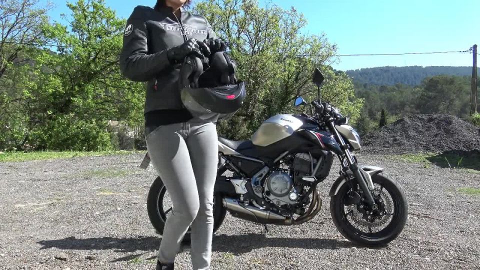 French Biker Girl Undress On Public Parking  Motarde  Poil Dehors 720p