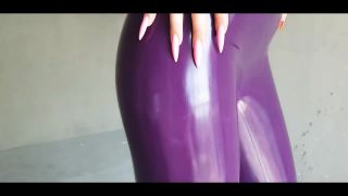 MylatexbabySvetlana Latex Deep Violet Catsuit & White Pleasers