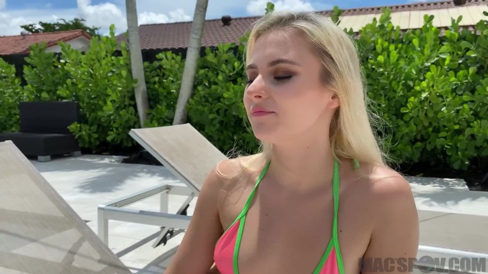 Blonde teen aria banks fucks big dick neighbor in his pool (2020)