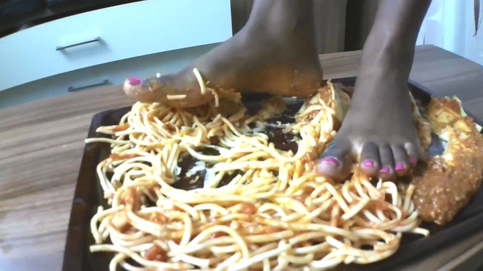 Italian Get His Food Spaghetti And Lasagne Of Black Ebony Feet