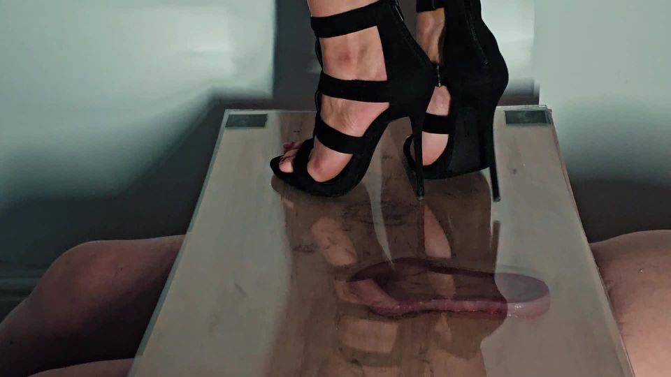 video 3 Ambers Trample Palace - Plexi Glass Trample Black Strappy Heels - FullHD 1080p | trampling | fetish porn femdom pony slave