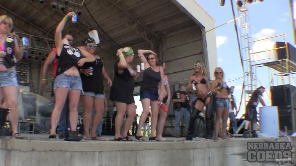 Sporty Young Girls Wet Tshirt Boob Contest at Abate 2014 Biker Rally Algona Iowa public Beth