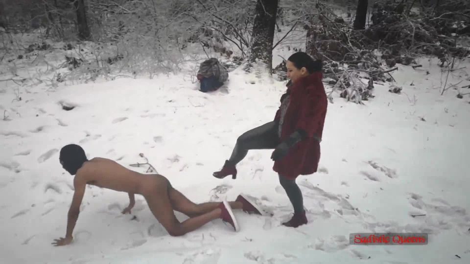 porn clip 49 Sadistic Queens - Mistress Luna - Beaten In The Freezing Snow - public humiliation - public sissy femdom