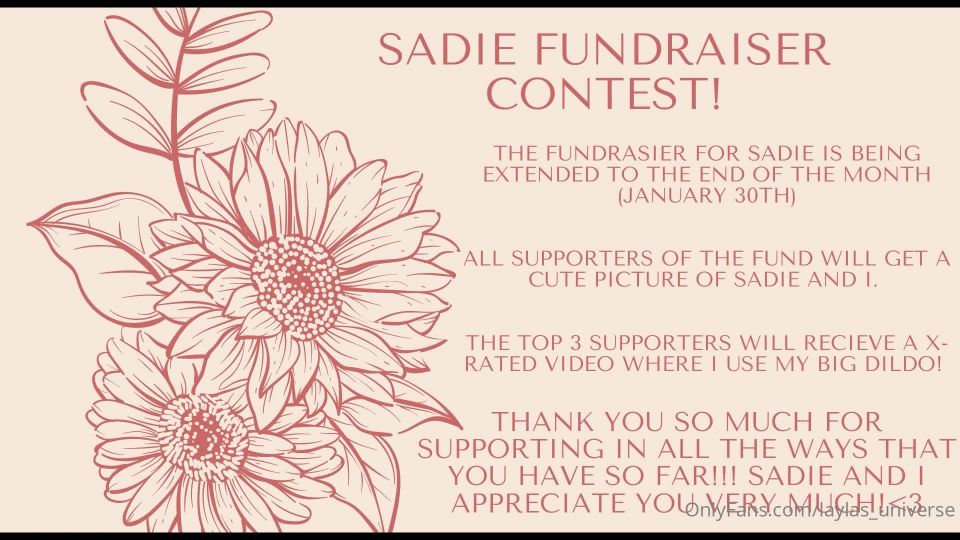 Laylas universe () Laylasuniverse - sadie fundraiser is being extended till the end of the month january th along with tim 04-01-2021