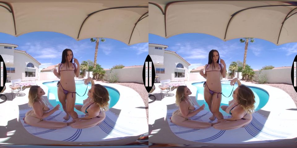 Three sexy college babes share your cock at the pool - VR!!!