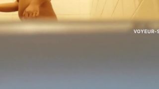 Chubby cutie spied nude in shower BBW!