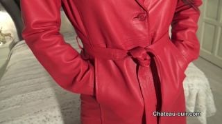 online clip 30 latex fetish wear femdom porn | Irresistible leather coat wank | cum