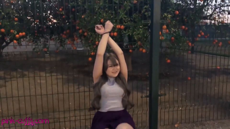 BDSM porn  BDSM  Acacia Cuffed To Fence - Bondage 