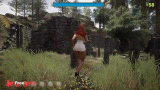 Little Red Riding Hood is chased by a wolf with a huge dick