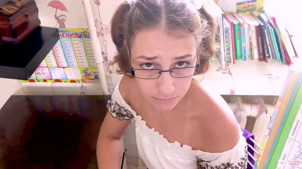 amateur tits blowjob Candy Kitty - Stepdad Punished Russian Schoolgirl for Poor Grades - #backtoschool2019 , young on teen