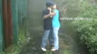 Daring couple fucking in the rain