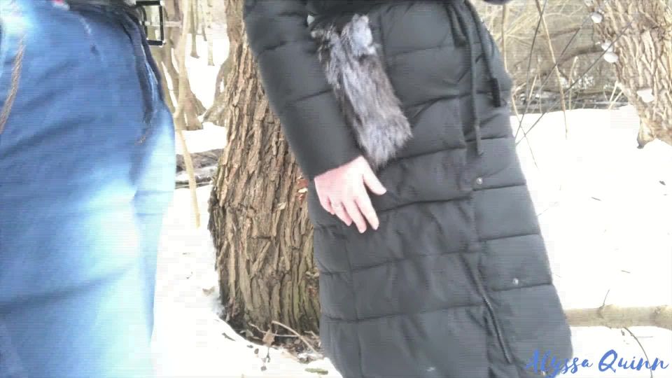 Alyssa Quinns Risky Public Blowjob for Indian in Snowy Forest
