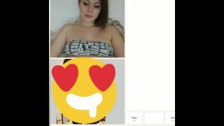 cute amateur girl playing with titts and pussy in videochat