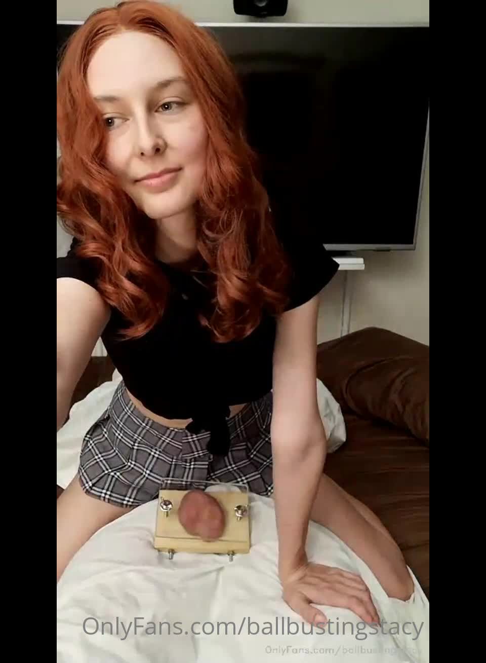 Redhead Stacy Beats Balls By Squishing Them Down In Her Very Handy Testicle Vise – BALLBUSTING STACY - Femdom